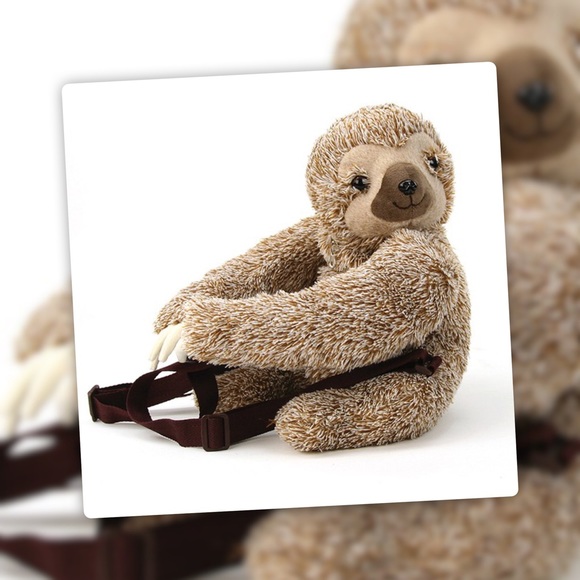 NEW Sloth Cosplay Plush FairyTale 3-Toe Ombre Brown Backpack Bag - Picture 2 of 8